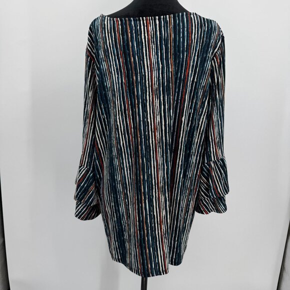 Cocomo Striped Tunic Top Womens 2X Bell Sleeve Stretch Multicolor Comfort Party‎ - Picture 8 of 8